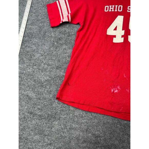 Vtg 70s Ohio State Buckeyes #45 Football Jersey T-Shirt Single Stitch Red Sz M-L - Picture 11 of 16